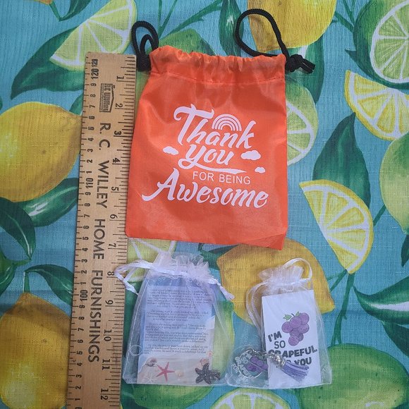 orange Thank You For Being Awesome Appreciation Trinket Swag Bag Keychain charm - Picture 1 of 3